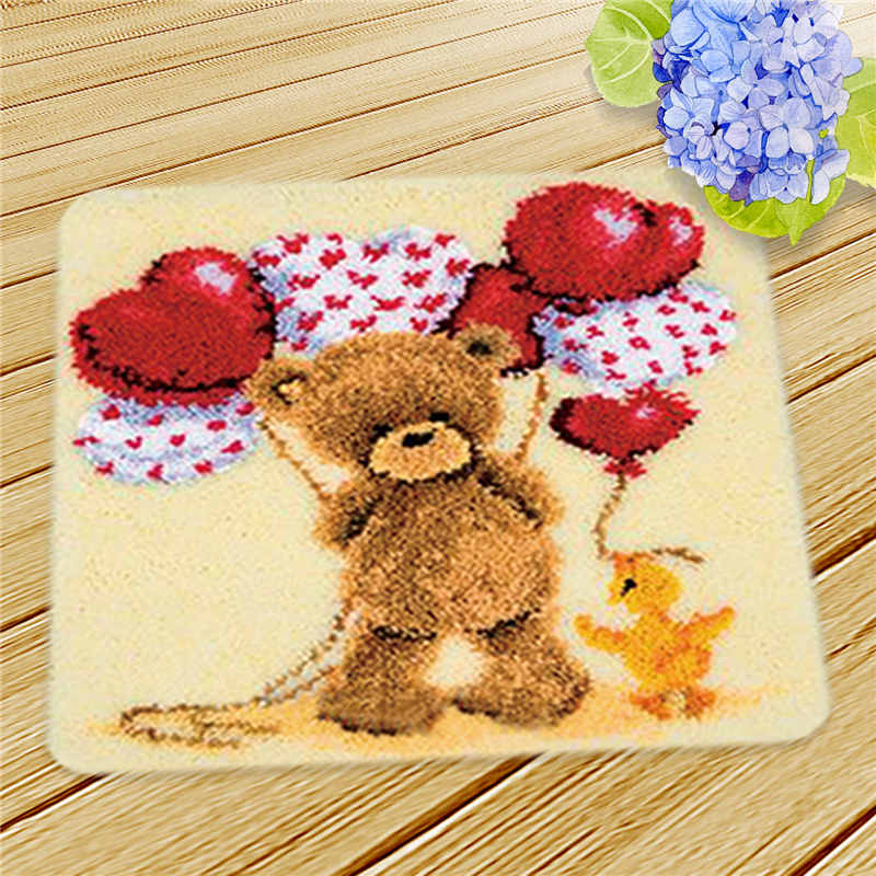 Nicediy Embroidery Latch Hook Rug Canvas Kits Carpet Latch Hook Kits DIY Knitted Fomiaran for Needlework Cross Stitch Crocheting