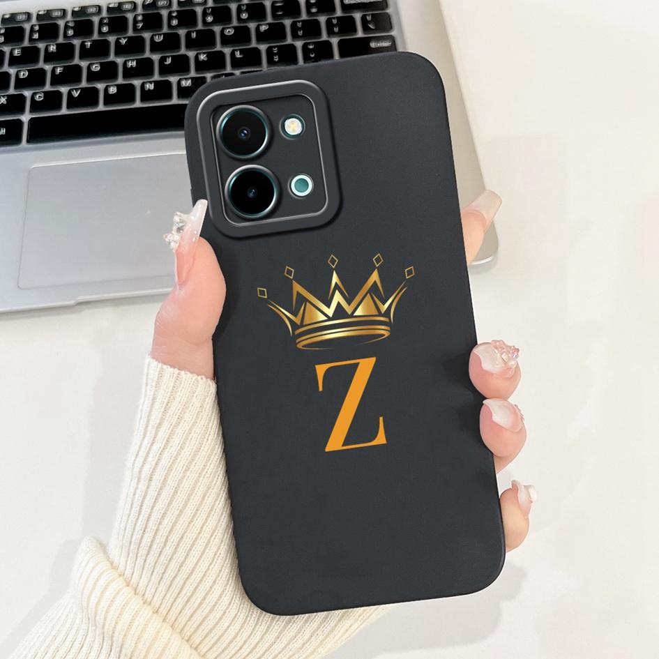 Pro Vivo Y28 4G V2352 Pouzdro Módní Počáteční Písmena Koruna Měkký Silikon Matný TPU Kryt Pro Vivo Y28 4G Y 28 2024 Nárazuvzdorné Capa