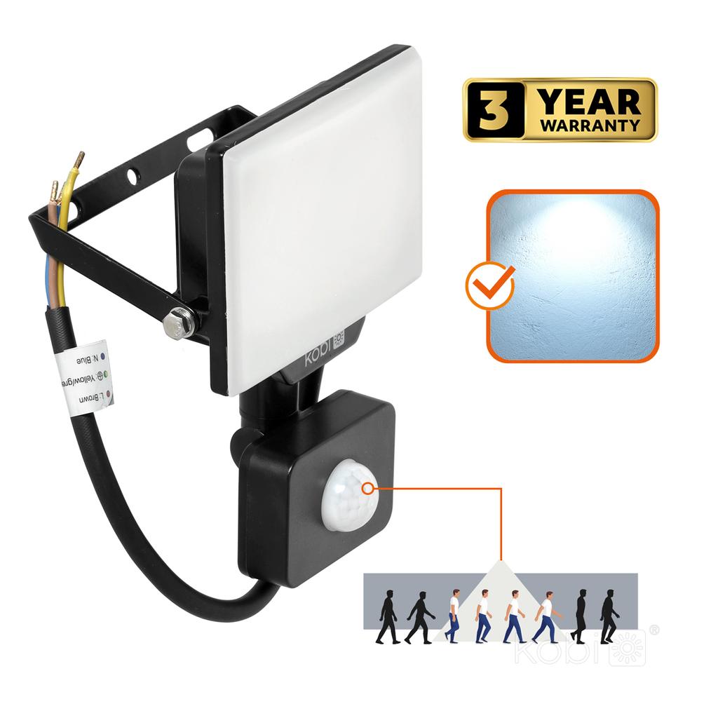 LED Floodlight with Motion Sensor 20W 6000K IP54 Black