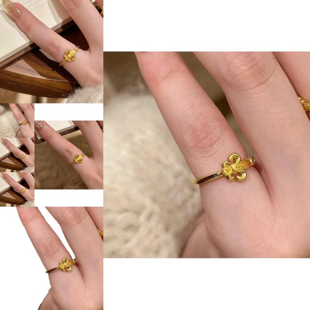 High-quality Antique Gold Iris Flower Ring Unique Floral Design For Women