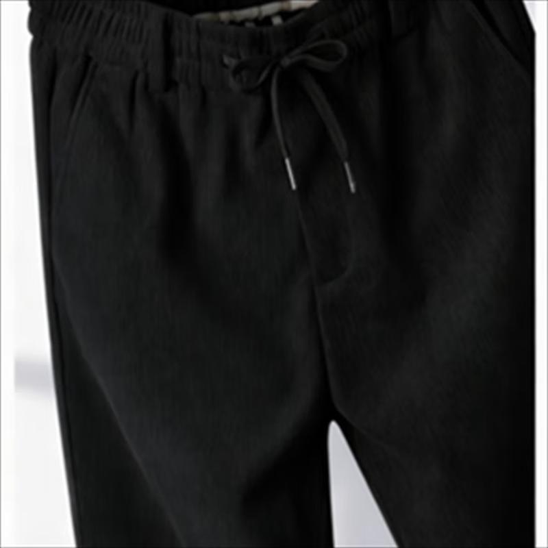 ROMON Men's Fleece-Lined Corduroy Straight-Fit Casual Pants