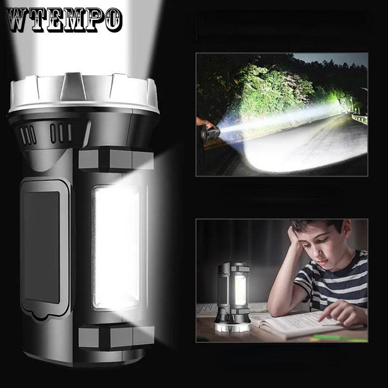 Proiector cu lumină puternică, încărcare USB, impermeabil de exterior, lumină LED cu telecomandă, lanternă portabilă de mare capacitate