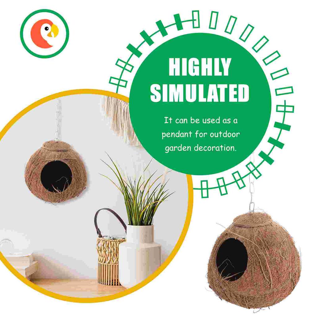 Bird Nest Leopard Gecko Coconut Shell Parrot Pet Supply House Accessories Biting Plaything Small Birds Toy Natural Sleeping