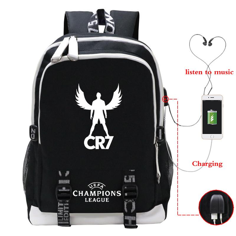 Football Player C Luo'S Peripheral Printed Primary And Secondary School Students Backpack Large-Capacity Leisure Travel Bag