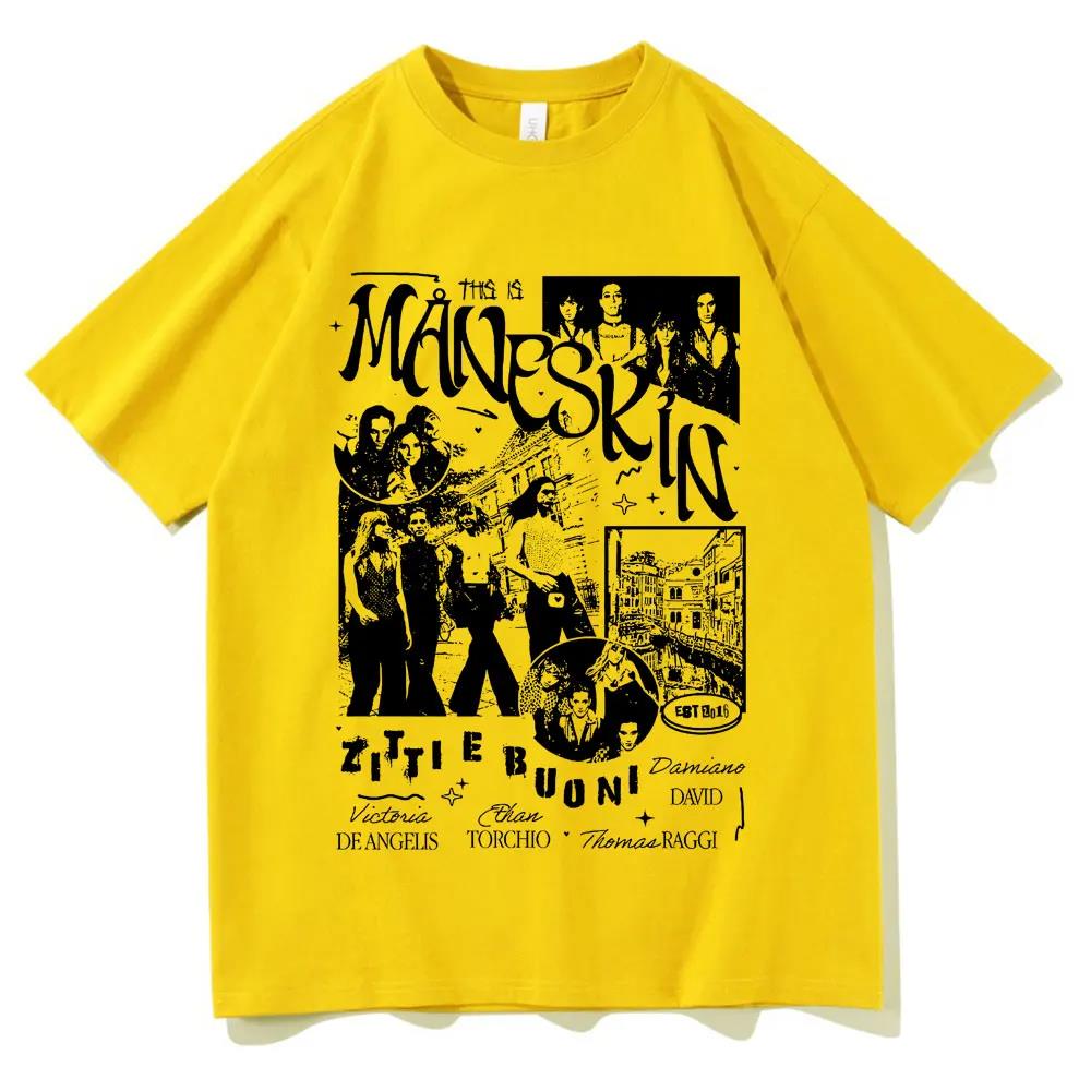 

Итальянская рок-группа Maneskin Футболка Графический принт музыкального альбома Футболка Мужская Женская Винтажная Оверсайз Уличная одежда Размер ЕС Футболка 4XL
