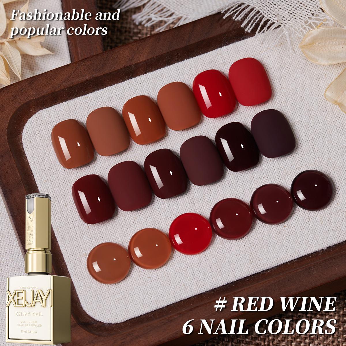 

2025 Red Retro Whitening Caramel Gel Nail Polish Set for Manicure