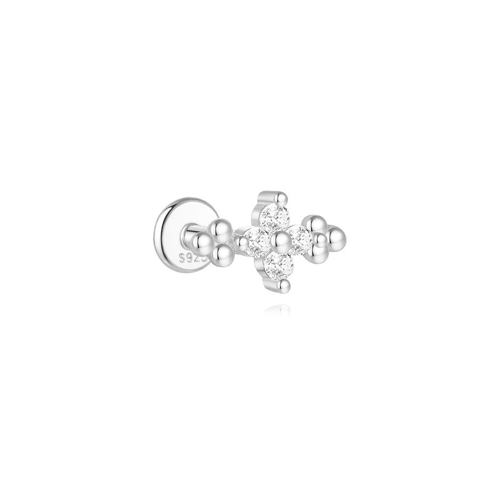 ROXI S925 Silver Petals Stud Earring Microinlaid Colorful Cubic Zirconia Chain Tassel Earrings For Women Dangle Earring