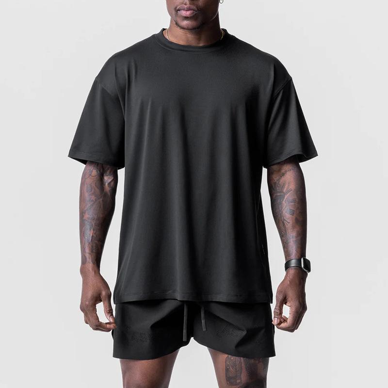 Мужская летняя однотонная повседневная футболка с круглым вырезом 3XL чёрный