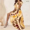 Women Plus Size Round Neck Short Sleeve Colorful Printed A Line Long Dress
