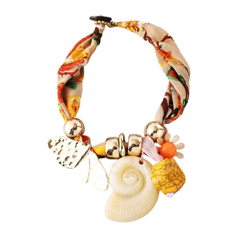 Stylish Floral Scarf Necklace With Neck Wrinkle Coverage Soft Comfortable Blend Fabric Jewelry for Everyday or Vacation