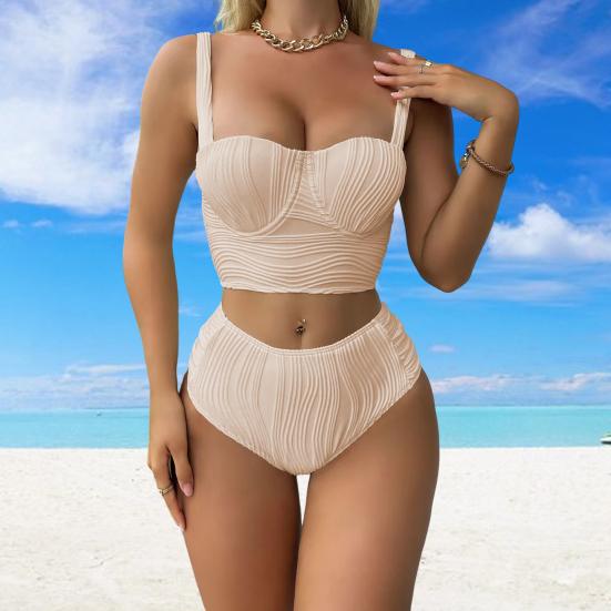 

Yousheng 2 шт./компл. женский летний комплект бикини с подкладкой на косточках бюстгальтер с высокой талией плавки комплект сплошной цвет быстросохнущий купальный костюм пляжная одежда