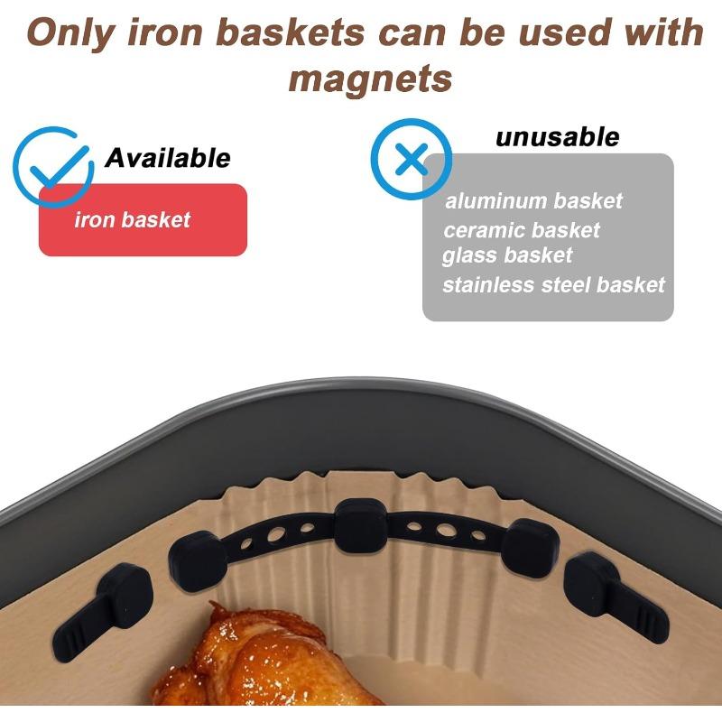 4Pcs Air Fryer Silicone Magnets Buckles Heat Resistant Fix Parchment Paper Liner Avoid Burning Universal for All Air Fryers Reusable Kitchen Gadgets