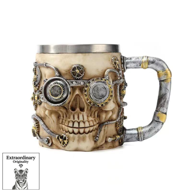 Механическая шестерня из смолы, пивная кружка, паровая кружка, кружка с черепом из нержавеющей стали