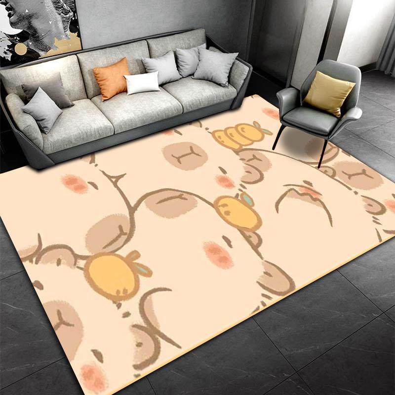 Cartoon Animal Pattern Beige Carpet for Living Room or Bedroom Decor Suitable for Use As an Anti-slip for Living Room Bedroom Sofas