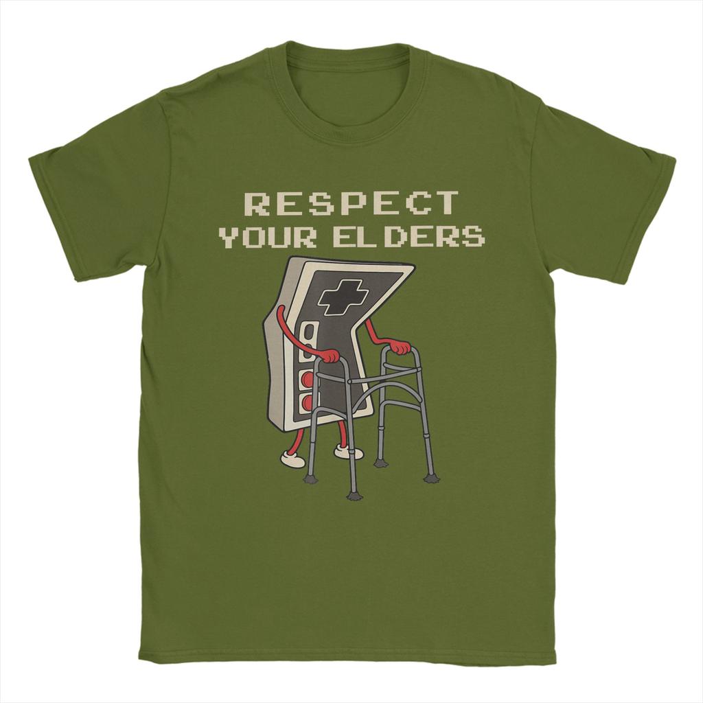 Respect Your Elders Retro Gaming Funny Gamer Controller 80s Cotton TShirt For Adult Summer TShirts O Neck Tees Oversized Tops