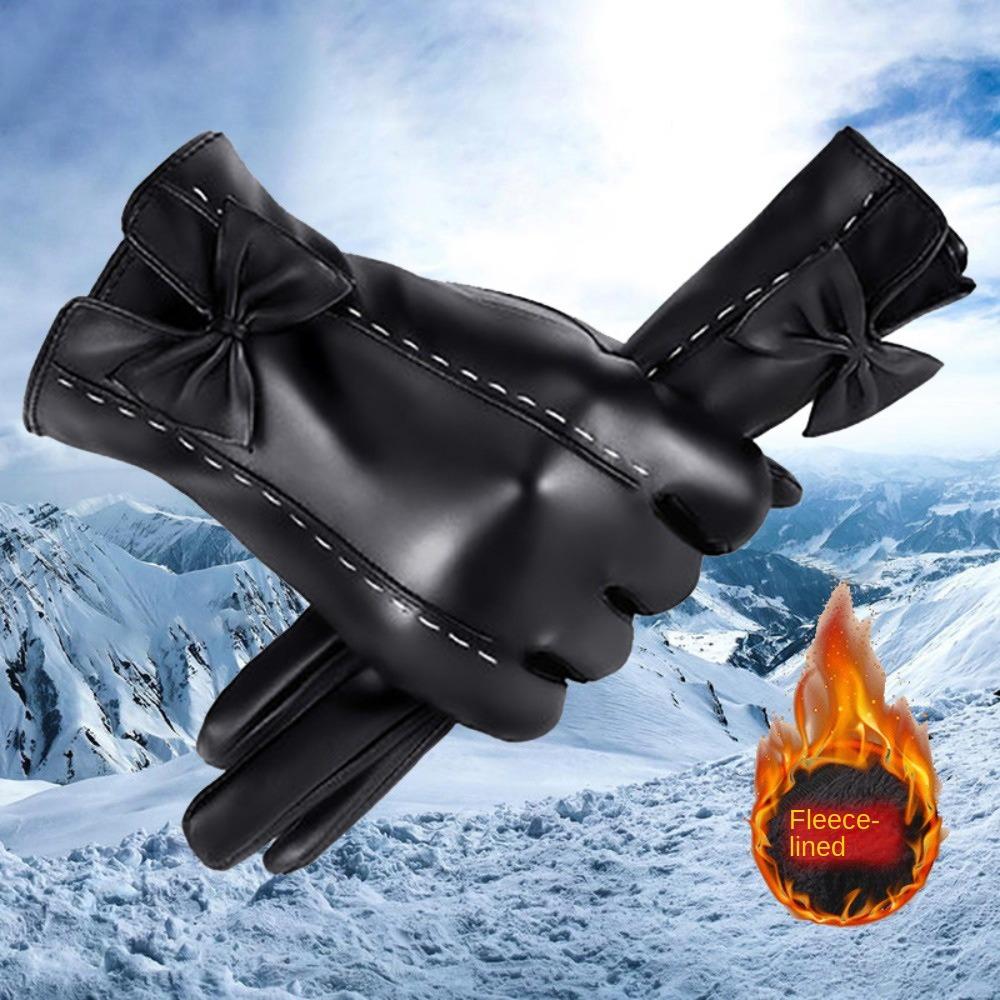 

Утолщенные теплые перчатки из искусственной кожи, плюшевые зимние толстые перчатки, модные плюшевые кожаные перчатки