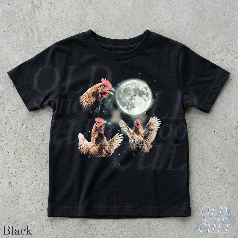 Chicken Kids T-Shirt, Funny Chicken Moon Graphic Tee, Farm Animal Youth Shirt, Toddler Hen Top, Cute Farm Kids Gift Idea 150