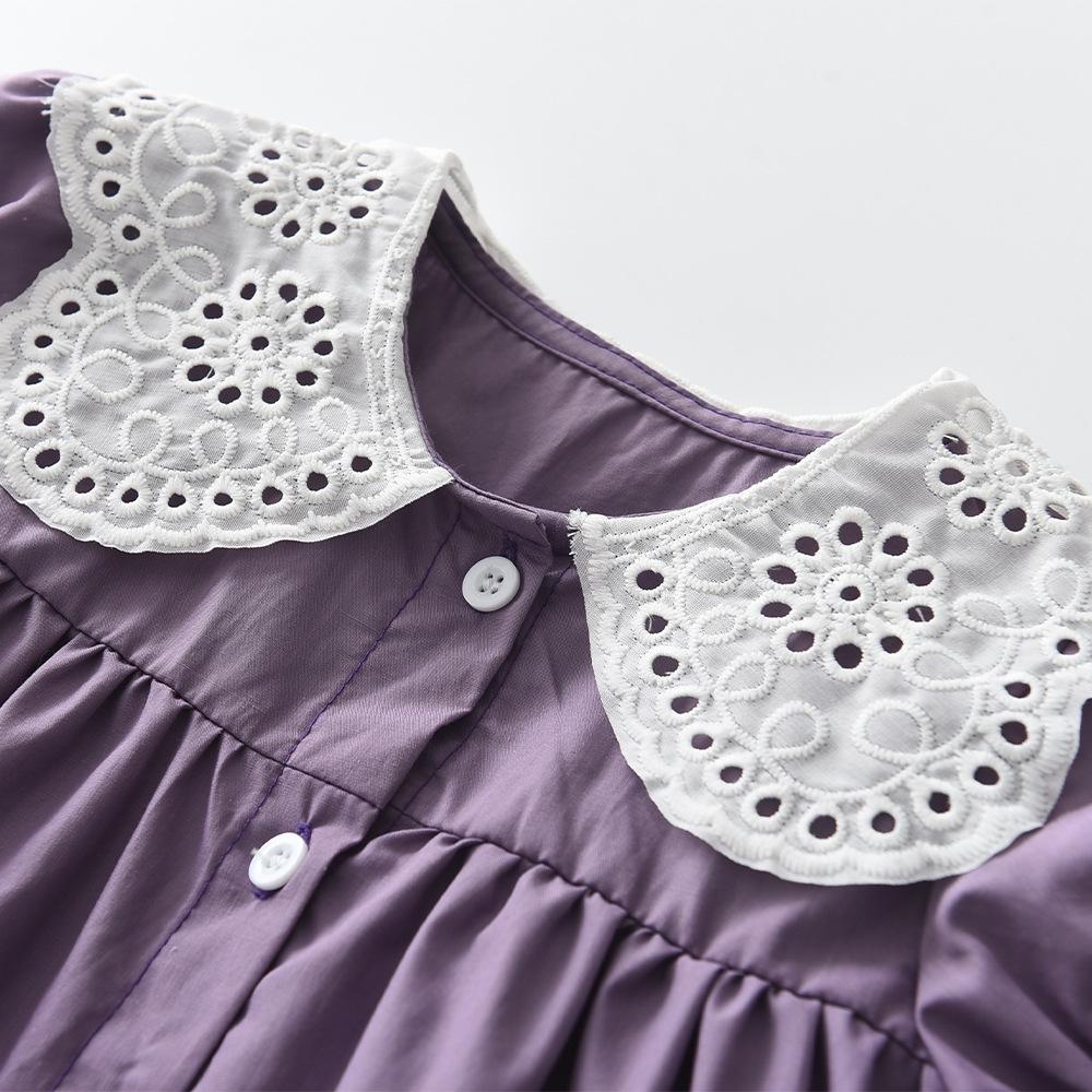 Summer Girls Cotton Princess Dress Breathable Thin Ruffled Collar Baby Doll Dress for Toddler Kids Casual Party Wear