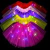 Half-length Mesh Skirt Colorful Led Light-up Mesh Skirt for Women with Elastic Waist Multi-layered Stage for Parties for Women