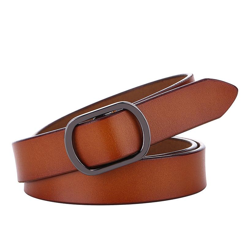 Retro Inspired Leather Belt For Ladies With Metal Clasp And Pure Design Leather