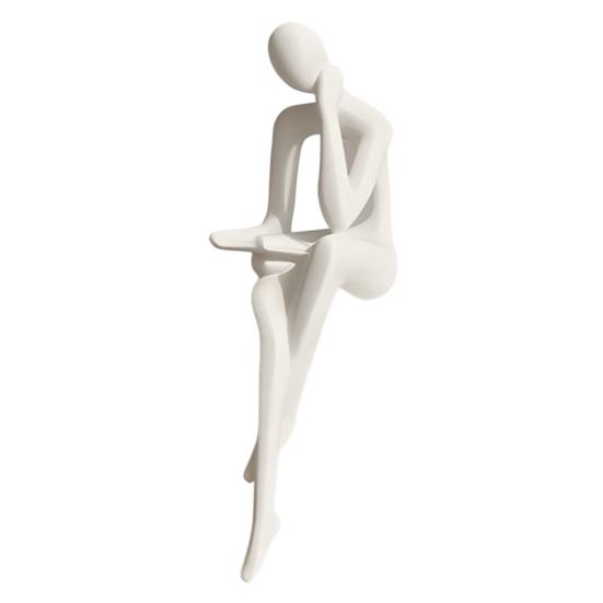 Abstract Art Thinker Statue 3D Printed Thinker Reading Figurine Modern Bookshelf белый