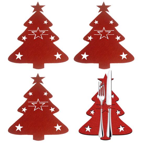 12Pcs Christmas Tableware Holder Flatware Bag Xmas Tree Cutlery Pockets Dinner Knife Fork