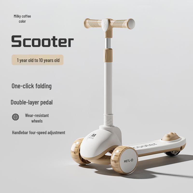 Folding Kids' Scooter with Seat, Ages 1-10, for Boys and Girls