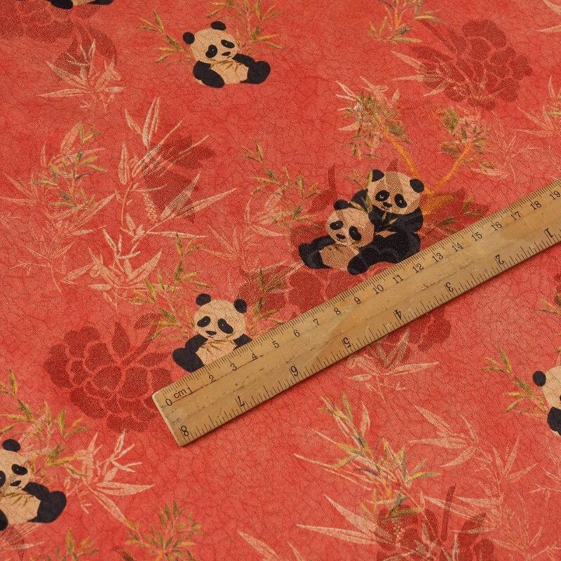 Xiangyunsha Panda Pattern Jacquard Fabric for DIY Sewing Suitable Chinese-style Cheongsams, Coats, Tang Dynasty Vests Dresses