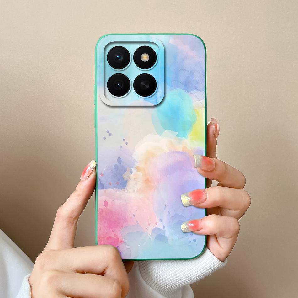For Honor X8C 4G Case Fashion Design Soft Liquid Silicone Camera Protection Back Cover For HonorX8C X8 C Anti Drop Phone Cases