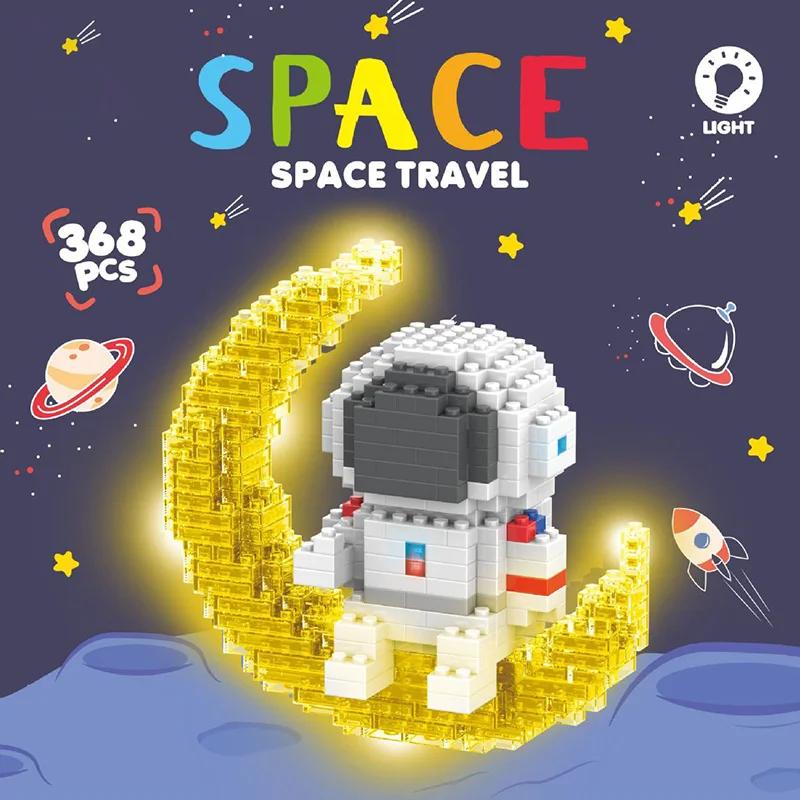 Knew built Luminous Astronaut Moon Micro brick Construction Bricks Kit Learning Playthings LED LIGHT Lights Technology Blocks ideal for Adults