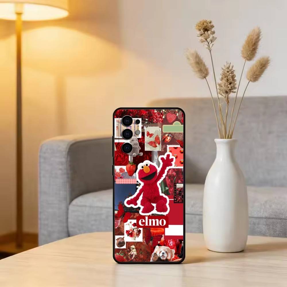 

Cut Cartoon E-Elmo Phone Case For Samsung S25,S24,S21,S22,S23,S30,Ultra,S20,Plus,Fe,Soft Silicone Black Cover Samsung S20fe