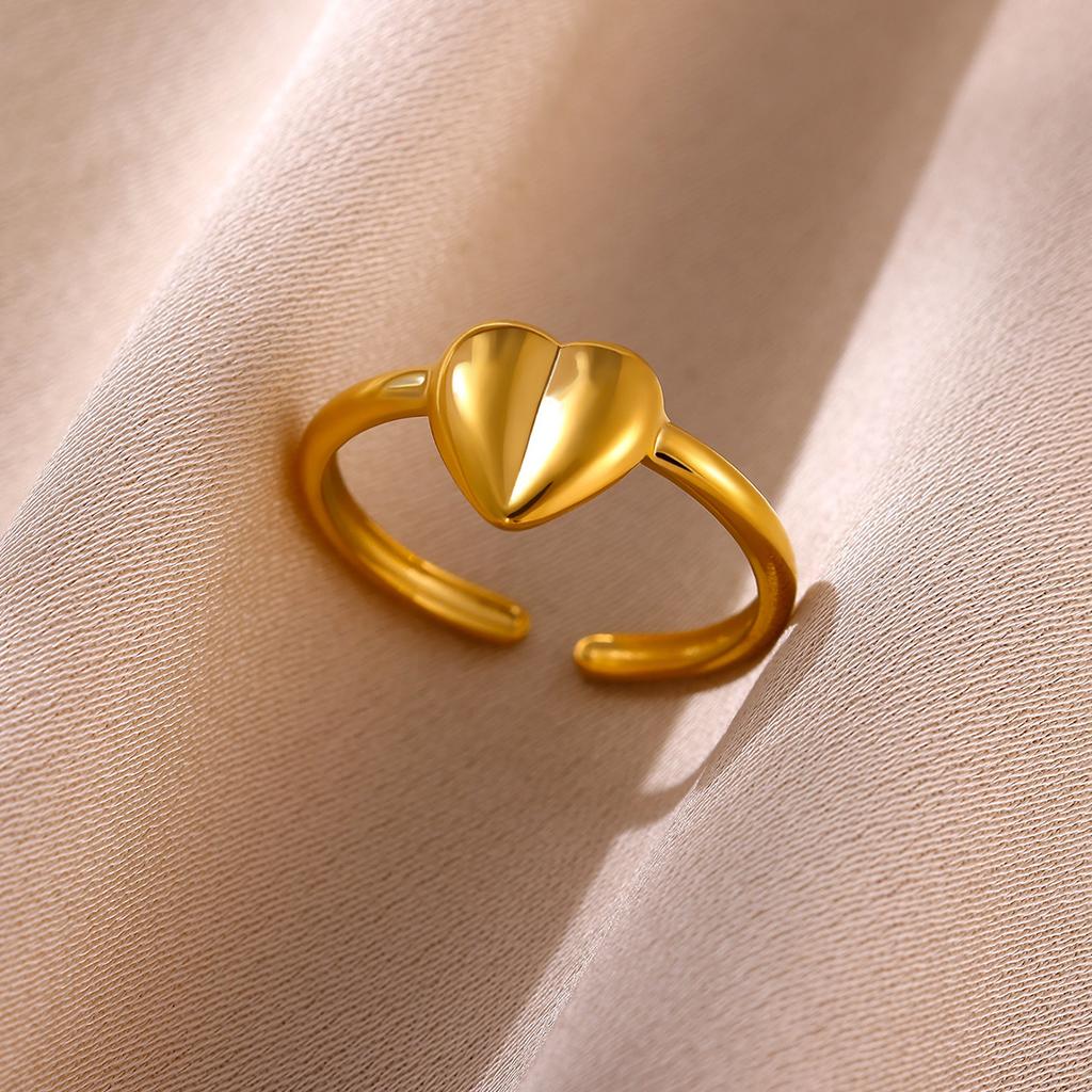 Romantic Mini Heart Proposal Rings For Women Elegant Fashion Gold Color Stainless Steel Ring Minimalist Anillos Wedding Jewelry