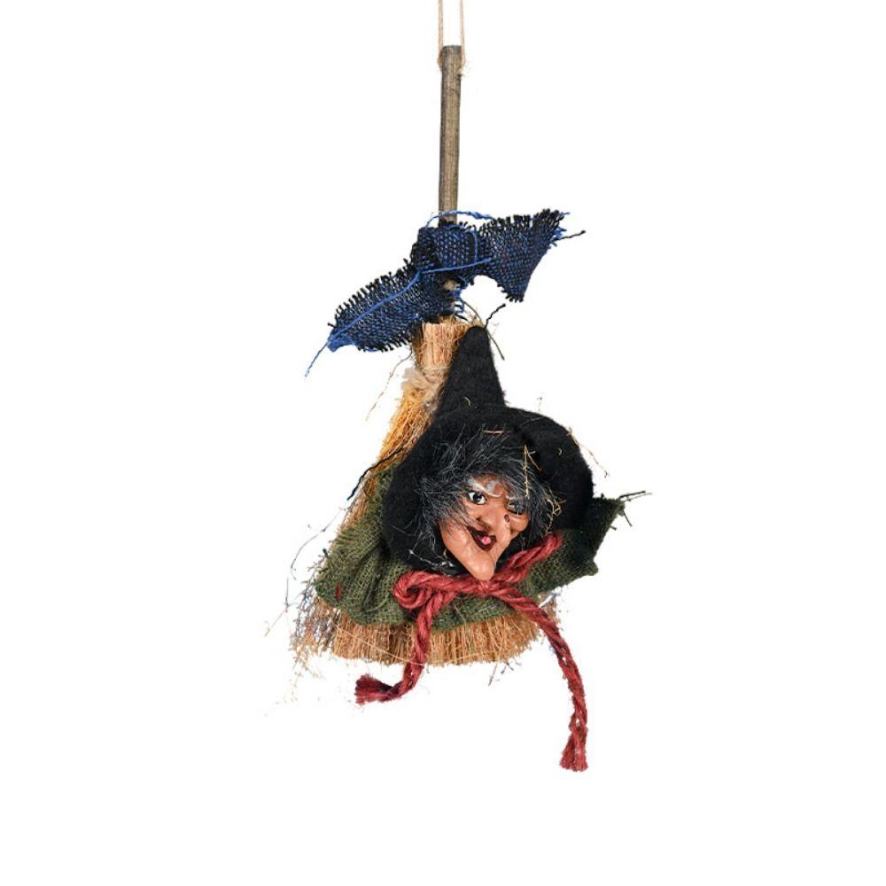 Handmade Witch Props Doll Witch Witch Broom Pendant Funny Halloween Witch Doll Fancy Dress Party