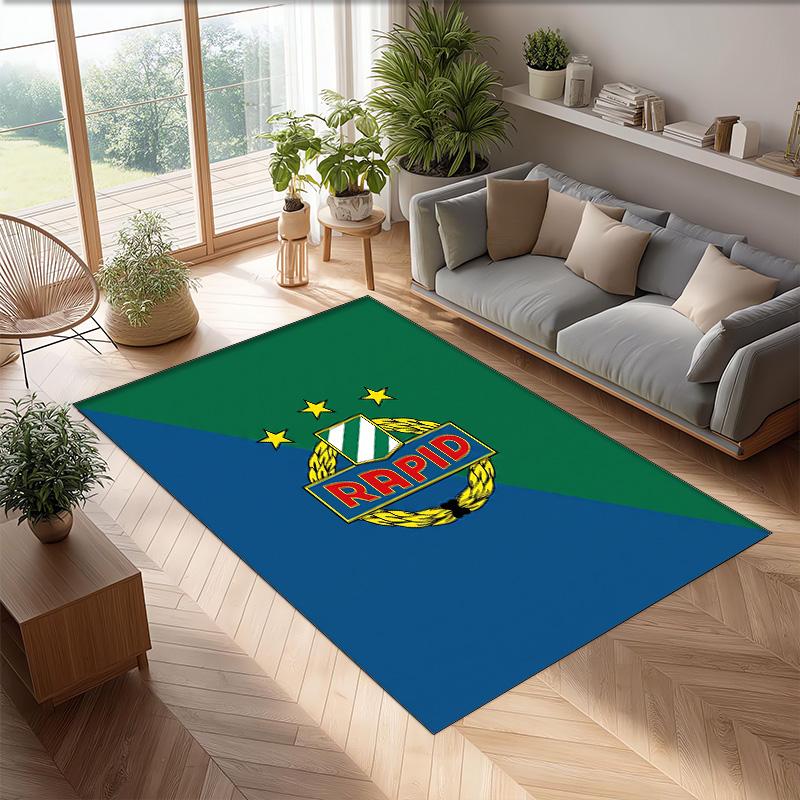 Rapid Wien FC Soccer Football Pattern Soft Area Rug Non Slip Indoor Floor Carpet Sports Decor Mat for Bedroom