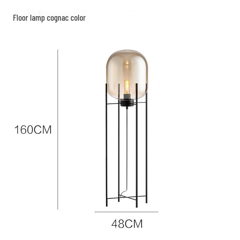 Nordic Industrial Smoky Gray Glass Floor Lamp - Creative Design for Living Room & Bedroom