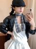Women's Retro Plaid Cotton Linen Scarf - Summer Neck Protection Shawl, High-End Fashion Accessory