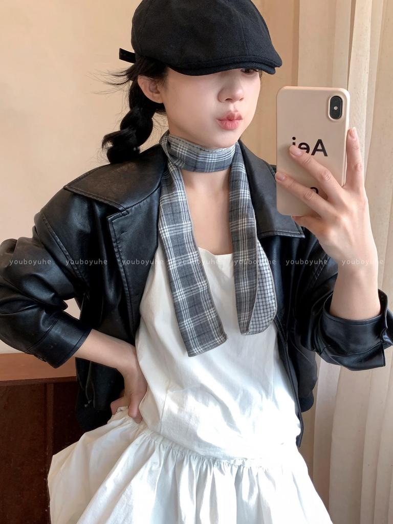 Women's Retro Plaid Cotton Linen Scarf - Summer Neck Protection Shawl, High-End Fashion Accessory