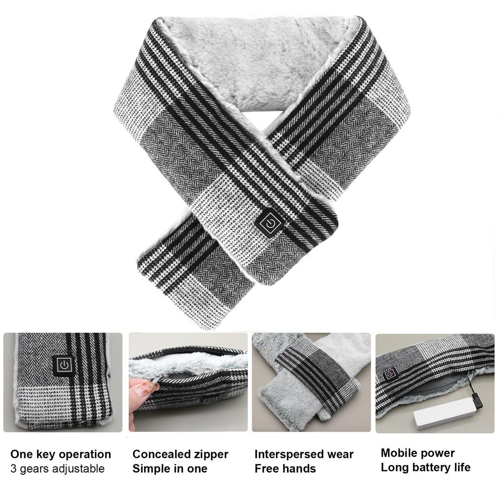 Electric Hted Scarf USB Smart Neckerchief Washable Warm Neck Gaiter for Men Women