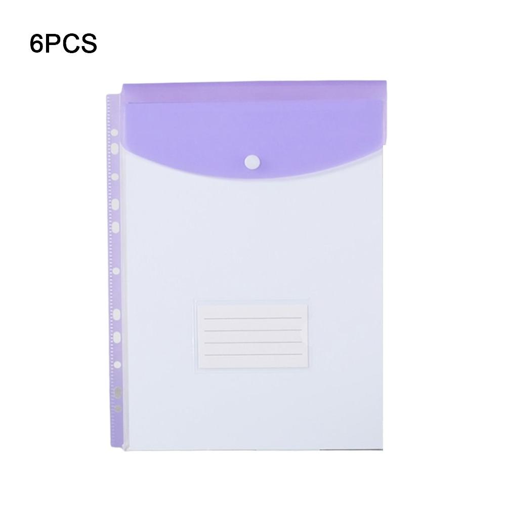 6 Pcs New PP Binder Folders Clear Envelopes Punched Pockets 11 Holes A4 Label Loose-Leaf File Management