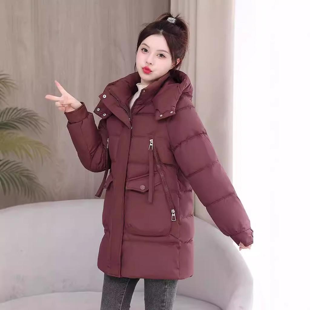 Outer cotton-padded clothes medium and long annual down cotton-padded jackets for women are still loose and thickened, and winter cotton-padded jacket