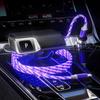 Car Charger Cable with Rainbow LED Light Show 1M Type C to USB Fast Charging for iPhone Samsung Huawei Xiaomi Phone Charging New 5