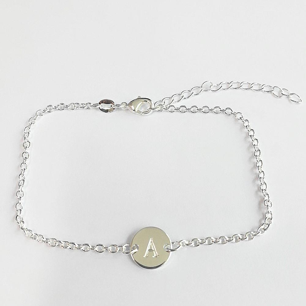 925 Sterling Silver 26 Letter Women Men Chain Bracelet Anklet Charm  Wedding Personality Jewelry Lady Gift Party
