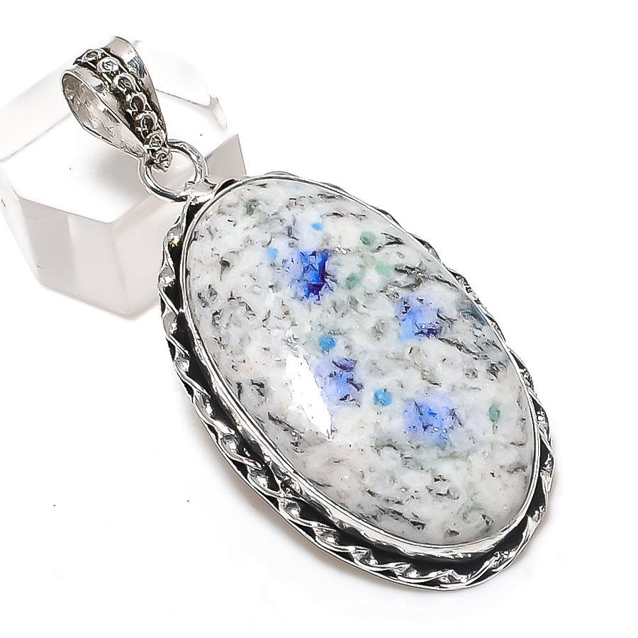 

Натуральный драгоценный камень К2 Синий Азурит Ювелирная подвеска из стерлингового серебра 925 пробы 2,21 H2l63