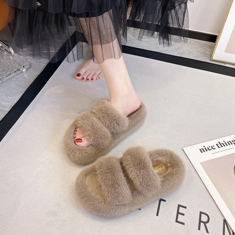 2025 Herbst und Winter Damenbekleidung dicker Boden Höhenzunahme kleine neuer Feenwind Internet-Berühmtheit Mao Mao Baumwollpantoffeln