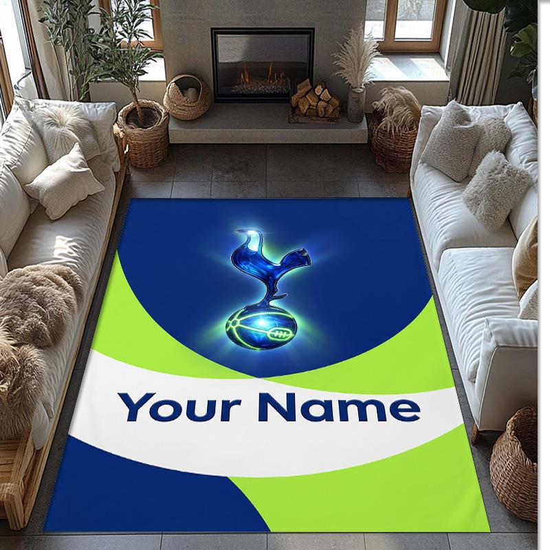 Tottenham Hotspur FC Printed Crystal Velvet Rug Non‑Slip Crystal Velvet Carpet For Sofa Bedroom Indoor Home Decoration
