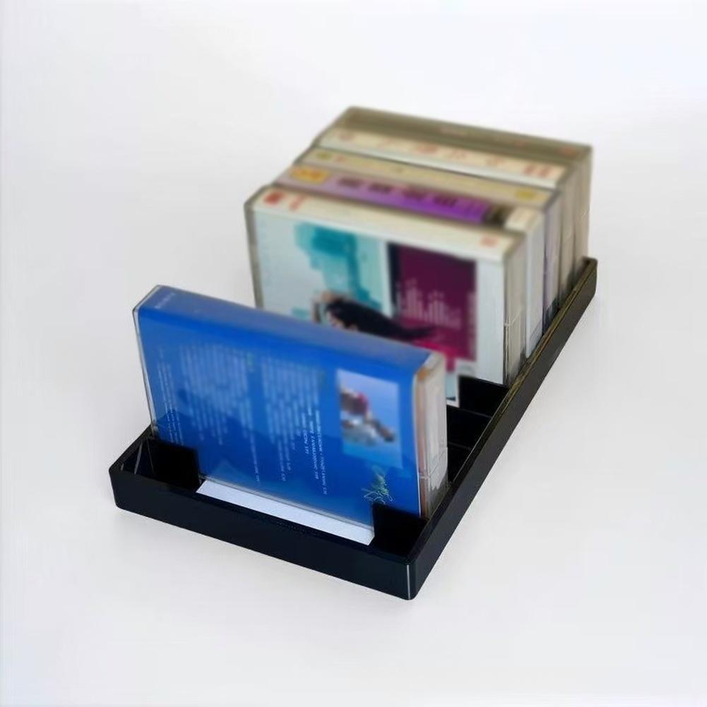 1/2 Pcs Cassette Tape Organizer Rack - 16 Slots For Easy Storage Black Plastic Display Stands Storage Box