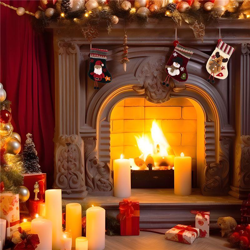 M-Modern-3 Pcs Christmas Stockings Santa Claus Reindeer And Snowman For Xmas Holiday Party Decor
