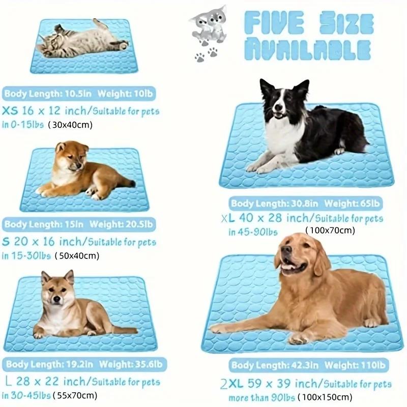 Pet Summer Cooling Mat Breathable Ice Silk Dog Bed Mat Washable Cooling Pad for Dogs Cats