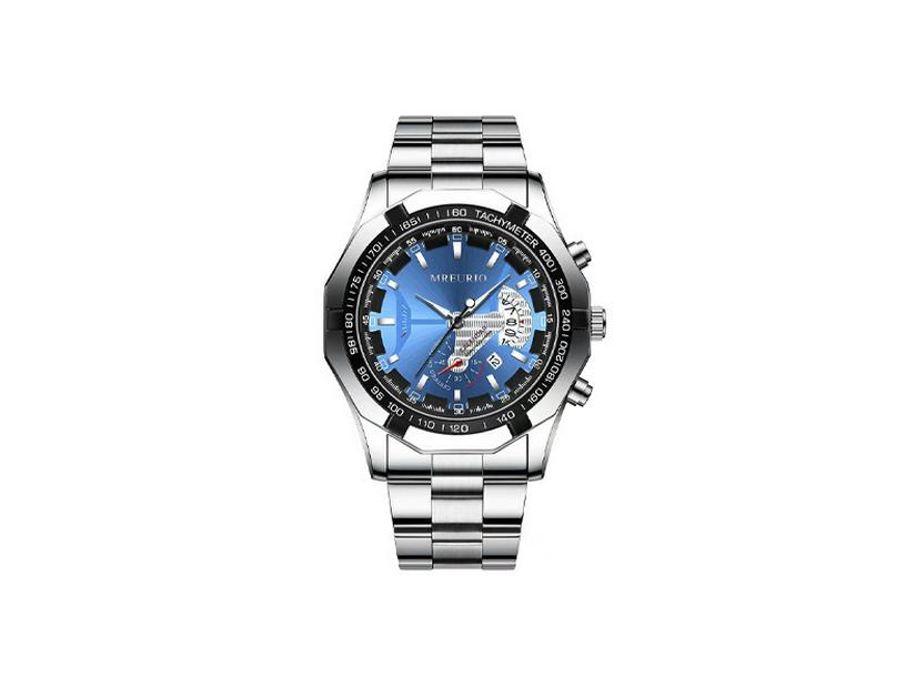 Men's Oversized Creative Calendar Steel Band Watch with Large Dial