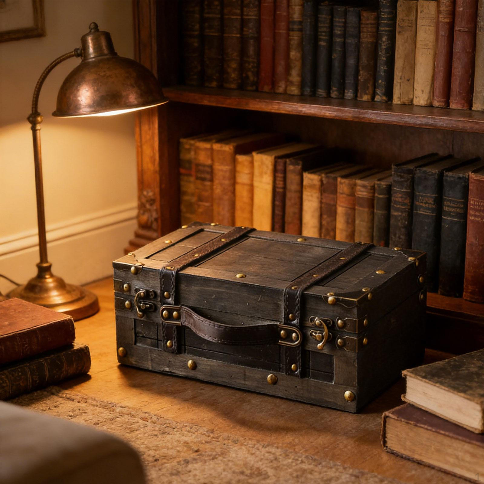 Старинный чемодан Декоративный ящик для хранения Украшения Старомодные сундуки Деревянный сундук Багаж